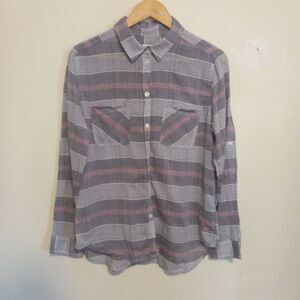 American Eagle Vintage Boyfriend Button Down Shirt-Large-Roll Tab Sleeve-Pockets